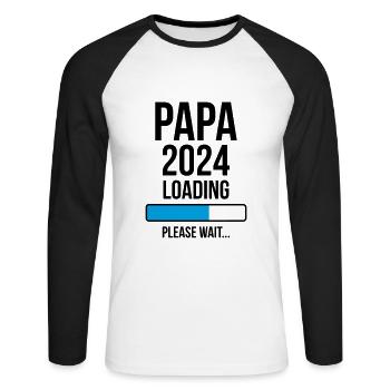 Papa 2024 Loading Please wait... - T-shirt baseball manches longues Homme - blanc/noir - Devant - Nik (191cm)