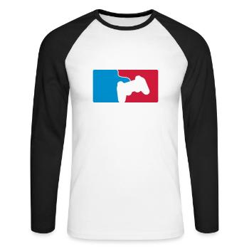 E-Sports Console - T-shirt baseball manches longues Homme - blanc/noir - Devant - Nik (191cm)