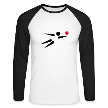 Beachvolleyball - Unisex Baseballshirt langarm - Weiß/Schwarz - Vorne - Nik (191cm)
