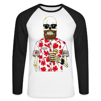 SCHELETRO - T-shirt baseball manches longues Homme - blanc/noir - Devant - Nik (191cm)