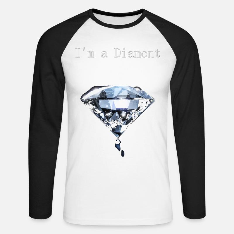 Ich bin ein Diamant - Unisex Baseballshirt langarm - Weiß/Schwarz