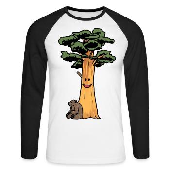 Prehistoric Nature Conservation Sustainability Brown Bear Bear - Unisex Long Sleeve Baseball T-Shirt - white/black - Front - Nik (191cm)