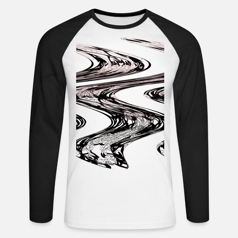 Abstract No. 54 (Tarred road) - Unisex Baseballshirt langarm - Weiß/Schwarz