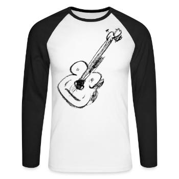 Guitar - Chalk Drawing - Unisex Long Sleeve Baseball T-Shirt - white/black - Front - Nik (191cm)