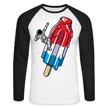 Glace Astronaute popsicle - Summer american - T-shirt baseball manches longues Homme - blanc/noir - Devant - Nik (191cm)