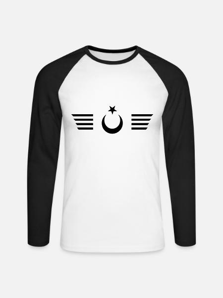 Türkiye Türkei Flügel und Halbmond - Langærmet herre-baseballshirt - hvid/sort