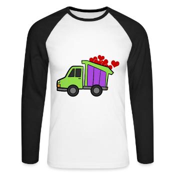 Excavator Construction Site Construction Worker Construction Heart I Gift - Unisex Long Sleeve Baseball T-Shirt - white/black - Front - Nik (191cm)