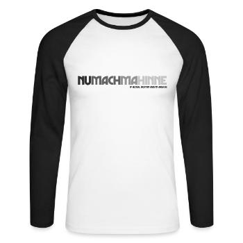 NuMachMaHinne (Komm-aus'm-Arsch-Edition) - Unisex Baseballshirt langarm - Weiß/Schwarz - Vorne - Nik (191cm)