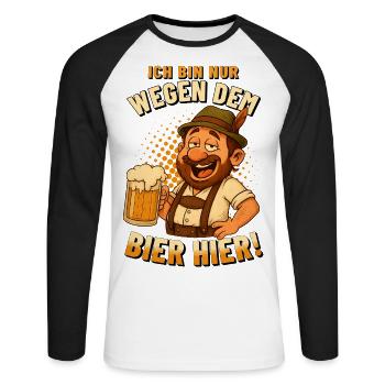 NUR WEGEN DEM BIER HIER Fest Männer Oktober - Unisex Baseballshirt langarm - Weiß/Schwarz - Vorne - Nik (191cm)