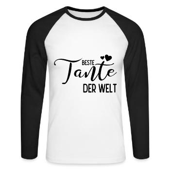 Beste Tante der Welt - Unisex Baseballshirt langarm - Weiß/Schwarz - Vorne - Nik (191cm)