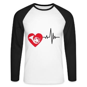 Horn EKG Musik Waldhorn Instrument Puls Herzschlag - Unisex Baseballshirt langarm - Weiß/Schwarz - Vorne - Nik (191cm)