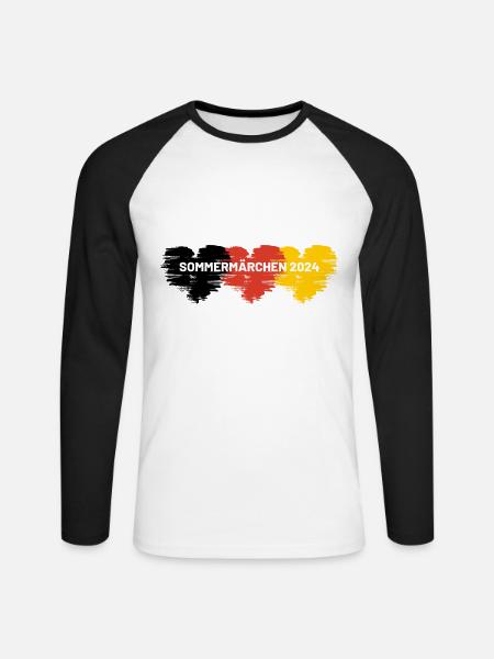Sommermärchen 2024 Herz Deutschland - Unisex Baseballshirt langarm - Weiß/Schwarz