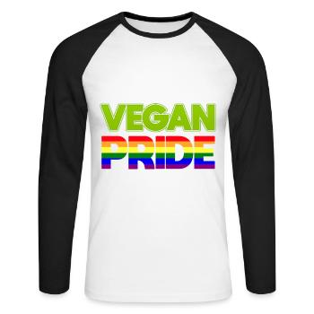 Vegan Vegetarian LGBT Gay Lesbian I Gift - Unisex Long Sleeve Baseball T-Shirt - white/black - Front - Nik (191cm)