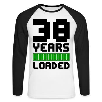 38 Years Loaded 38th Birthday - Unisex Long Sleeve Baseball T-Shirt - white/black - Front - Nik (191cm)