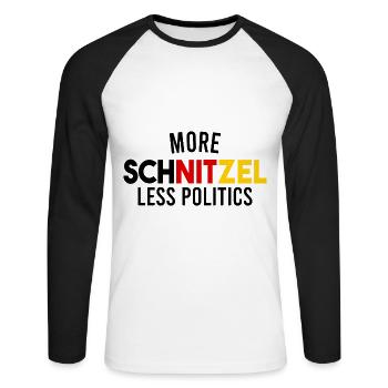Politics political schnitzel - Unisex Long Sleeve Baseball T-Shirt - white/black - Front - Nik (191cm)