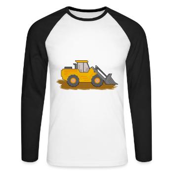 Excavatrice Chantier de construction Ouvrier de construction Construction Terre I Cadeau - T-shirt baseball manches longues Homme - blanc/noir - Devant - Nik (191cm)