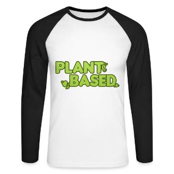 Vegan Vegetarian Vegetable Vintage I Gift - Unisex Long Sleeve Baseball T-Shirt - white/black - Front - Nik (191cm)