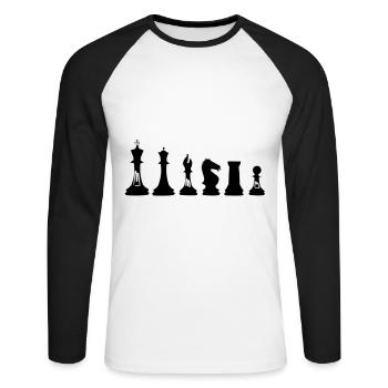 échecs - T-shirt baseball manches longues Homme - blanc/noir - Devant - Nik (191cm)