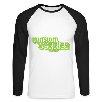 Légume Végétarien Végétalien Vintage I Cadeau - T-shirt baseball manches longues Homme - blanc/noir - Devant - Nik (191cm)