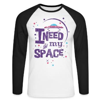LILA J'AI BESOIN DE MON ESPACE - soucoupes dictons chemise - T-shirt baseball manches longues Homme - blanc/noir - Devant - Nik (191cm)