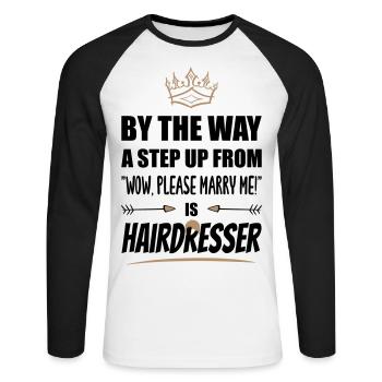 Le coiffeur est le plus attrayant ! - T-shirt baseball manches longues Homme - blanc/noir - Devant - Nik (191cm)