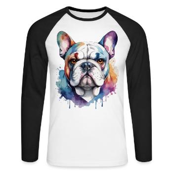 French Bulldog Cool Cool Colorful - Unisex Long Sleeve Baseball T-Shirt - white/black - Front - Nik (191cm)