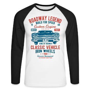 VÉHICULE CLASSIC - Voiture ancienne et la conception de chemise de voiture - T-shirt baseball manches longues Homme - blanc/noir - Devant - Nik (191cm)