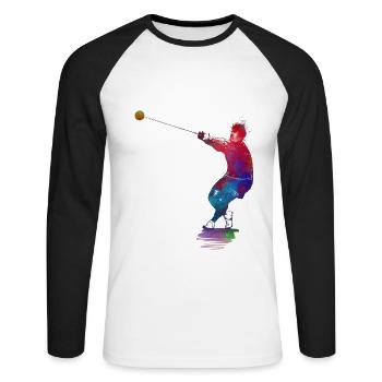 Hammerwurf Sportkunst - Unisex Baseballshirt langarm - Weiß/Schwarz - Vorne - Nik (191cm)