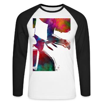 cycling sport art - Unisex Long Sleeve Baseball T-Shirt - white/black - Front - Nik (191cm)