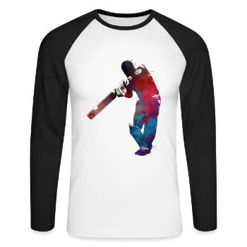 Cricket sport art #cricket - Unisex Long Sleeve Baseball T-Shirt - white/black - Front - Nik (191cm)