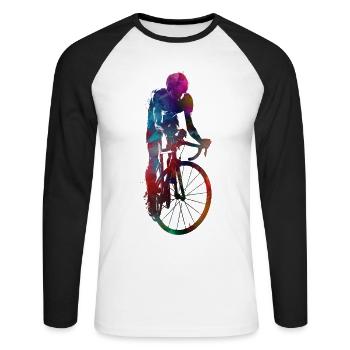 Radfahren Fahrrad Sport Kunst #cycling #sport #biking - Unisex Baseballshirt langarm - Weiß/Schwarz - Vorne - Nik (191cm)