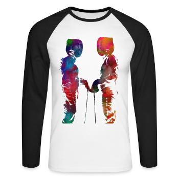 fencing sport art #fencing #sport - Unisex Long Sleeve Baseball T-Shirt - white/black - Front - Nik (191cm)