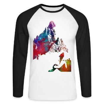 mountaineer climbing sport art #mountaineer #climb - Unisex Long Sleeve Baseball T-Shirt - white/black - Front - Nik (191cm)