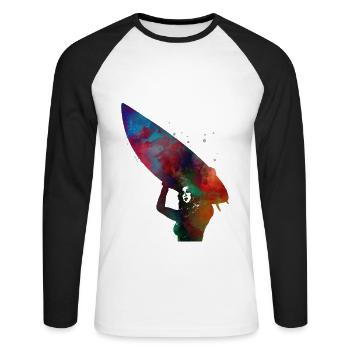 Surfer sport art #surfer #sport - Unisex Long Sleeve Baseball T-Shirt - white/black - Front - Nik (191cm)