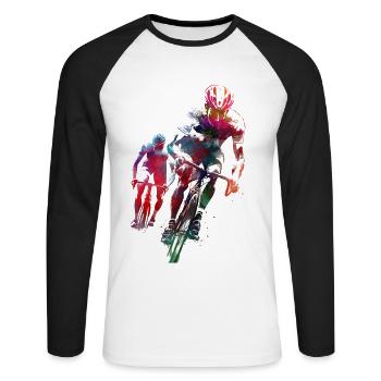 Cycling #cycling #sport #bike - Unisex Long Sleeve Baseball T-Shirt - white/black - Front - Nik (191cm)