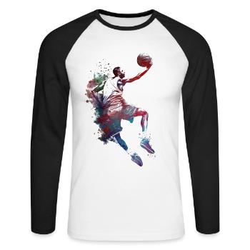 Basketball sport art #basketball - Unisex Long Sleeve Baseball T-Shirt - white/black - Front - Nik (191cm)