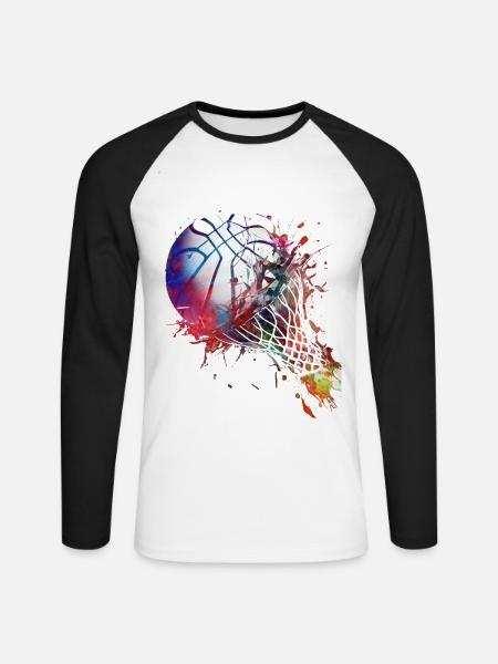 Basketbal sport kunst #basketball - Mannen baseballshirt lange mouw - wit/zwart
