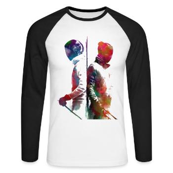 fencing sport art #fencing #sport - Unisex Long Sleeve Baseball T-Shirt - white/black - Front - Nik (191cm)
