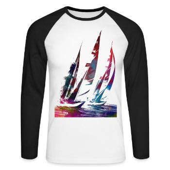 Segelsport Kunst #sailing - Unisex Baseballshirt langarm - Weiß/Schwarz - Vorne - Nik (191cm)