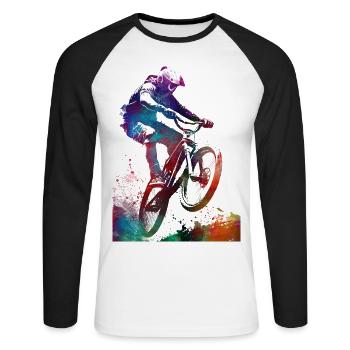 BMX Radfahren #cycling #sport #bike - Unisex Baseballshirt langarm - Weiß/Schwarz - Vorne - Nik (191cm)