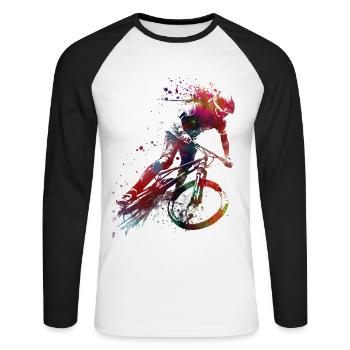 BMX Radfahren #cycling #sport #bike - Unisex Baseballshirt langarm - Weiß/Schwarz - Vorne - Nik (191cm)