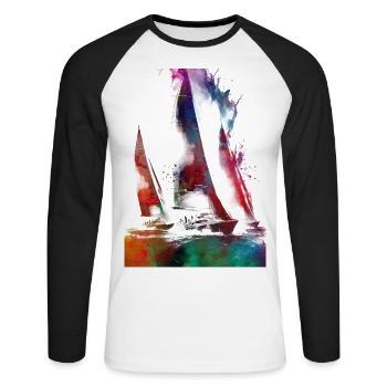 Sailing sport art #sailing - Unisex Long Sleeve Baseball T-Shirt - white/black - Front - Nik (191cm)