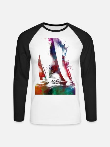 Segelsport Kunst #sailing - Unisex Baseballshirt langarm - Weiß/Schwarz