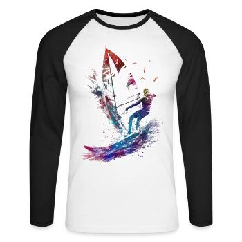 Surfer sport art #surfer #sport - Unisex Long Sleeve Baseball T-Shirt - white/black - Front - Nik (191cm)