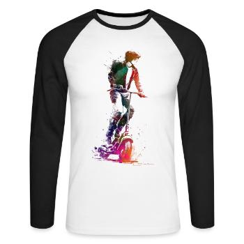 Electric scooter sport art - Unisex Long Sleeve Baseball T-Shirt - white/black - Front - Nik (191cm)