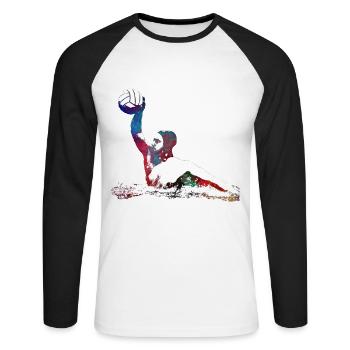 #sport #waterpolo de sports de water-polo - T-shirt baseball manches longues Homme - blanc/noir - Devant - Nik (191cm)