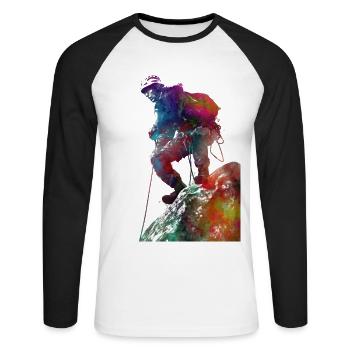 Mountaineer climbing sport art #mountaineer #climb - Unisex Long Sleeve Baseball T-Shirt - white/black - Front - Nik (191cm)
