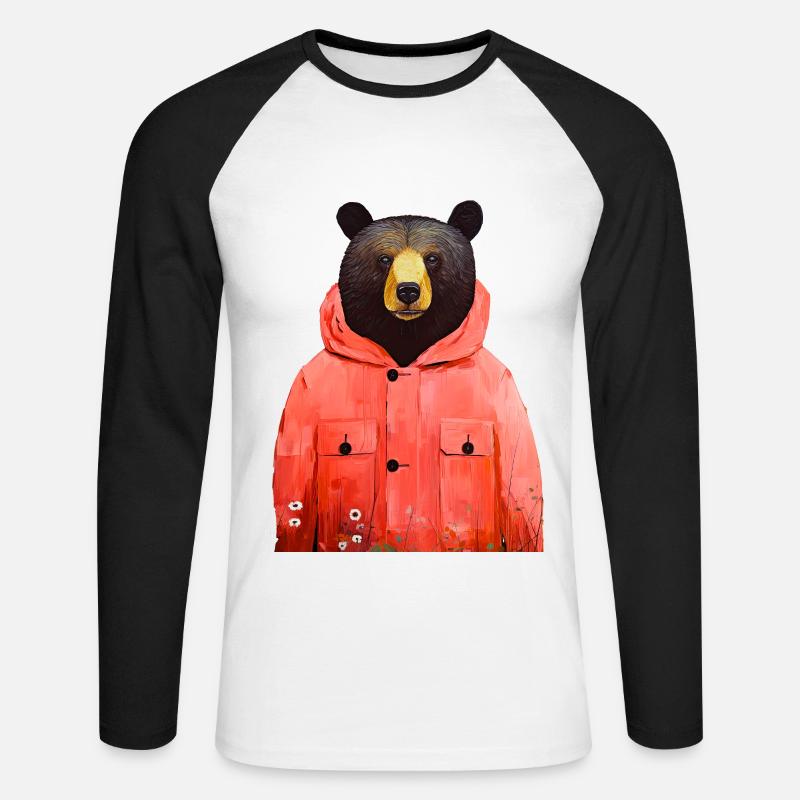 Bärentierkunst #bear - Unisex Baseballshirt langarm - Weiß/Schwarz