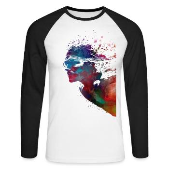 Nageur sport #swimmer #sport - T-shirt baseball manches longues Homme - blanc/noir - Devant - Nik (191cm)
