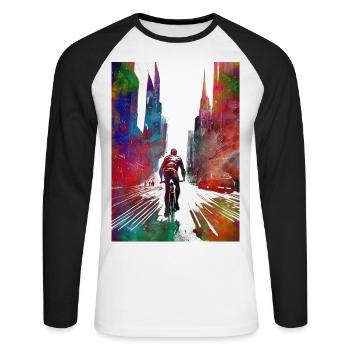 City bike sport art #bike - Unisex Long Sleeve Baseball T-Shirt - white/black - Front - Nik (191cm)